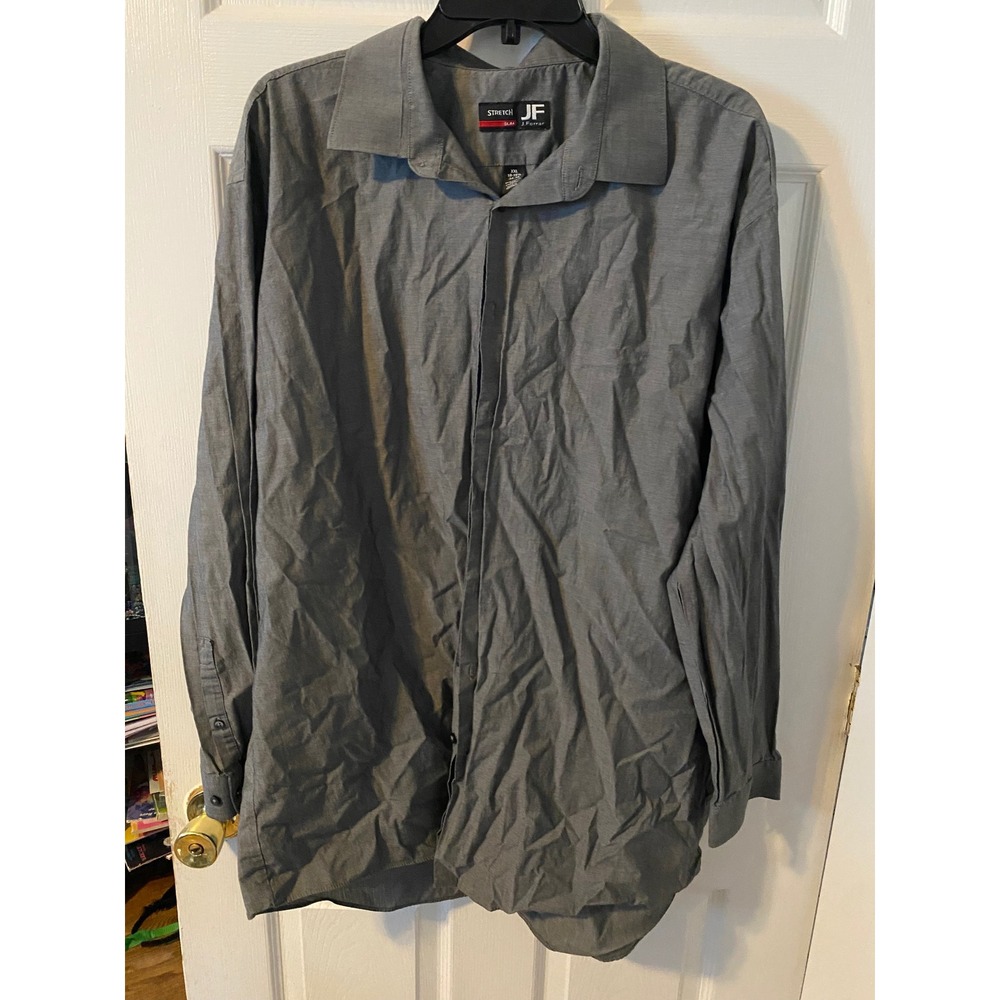J. Ferrar Mens XXL Stretch Slim Fit Dress Shirt Gray Long Sleeve Button Down